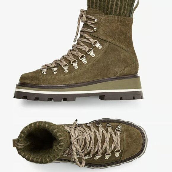 JIMMY CHOO Chike Flat Caper Green Crosta Suede Anle Boots with Knitted Sock 39 - Picture 6 of 10